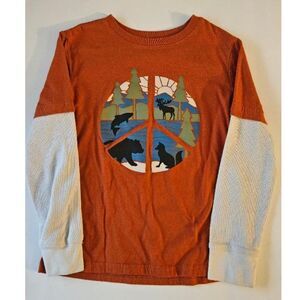 Jumping Beans Boys Size 7 Orange Thermal Sleeve Nature T Shirt